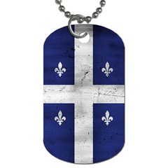 Flag Quebec Drapeau Grunge Fleur De Lys Blue And White Dog Tag (one Side) by Quebec