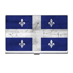 Flag Quebec Drapeau Grunge Fleur De Lys Blue And White Business Card Holder by Quebec