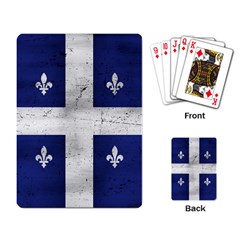 Flag Quebec Drapeau Grunge Fleur De Lys Blue And White Playing Cards Single Design by Quebec