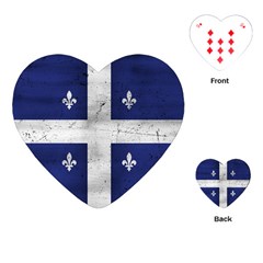 Flag Quebec Drapeau Grunge Fleur De Lys Blue And White Playing Cards (heart) by Quebec