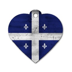 Flag Quebec Drapeau Grunge Fleur De Lys Blue And White Dog Tag Heart (one Side) by Quebec