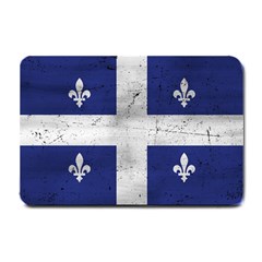 Flag Quebec Drapeau Grunge Fleur De Lys Blue And White Small Doormat  by Quebec