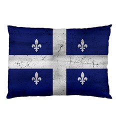 Flag Quebec Drapeau Grunge Fleur De Lys Blue And White Pillow Case by Quebec