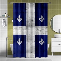 Flag Quebec Drapeau Grunge Fleur De Lys Blue And White Shower Curtain 48  X 72  (small)  by Quebec