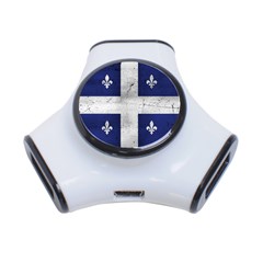 Flag Quebec Drapeau Grunge Fleur De Lys Blue And White 3-port Usb Hub by Quebec