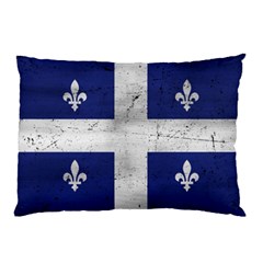 Flag Quebec Drapeau Grunge Fleur De Lys Blue And White Pillow Case (two Sides) by Quebec