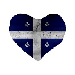 Flag Quebec Drapeau Grunge Fleur De Lys Blue And White Standard 16  Premium Heart Shape Cushions by Quebec