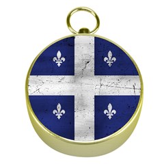 Flag Quebec Drapeau Grunge Fleur De Lys Blue And White Gold Compasses by Quebec