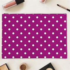 Polka Dots In Purple Cosmetic Bag (xxl) by WensdaiAmbrose