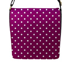 Polka Dots In Purple Flap Closure Messenger Bag (l) by WensdaiAmbrose