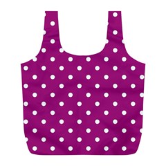 Polka Dots In Purple Full Print Recycle Bag (l) by WensdaiAmbrose