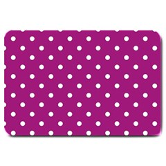 Polka Dots In Purple Large Doormat  by WensdaiAmbrose