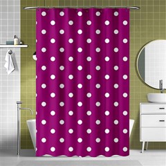 Polka Dots In Purple Shower Curtain 48  X 72  (small)  by WensdaiAmbrose