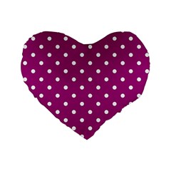 Polka Dots In Purple Standard 16  Premium Heart Shape Cushions by WensdaiAmbrose