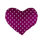 Polka Dots in Purple Standard 16  Premium Heart Shape Cushions Front