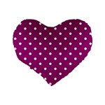 Polka Dots in Purple Standard 16  Premium Heart Shape Cushions Back