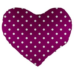 Polka Dots In Purple Large 19  Premium Heart Shape Cushions by WensdaiAmbrose