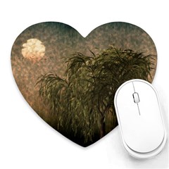 Willow At Sunset Heart Mousepads by LoolyElzayat