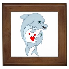 Dolphin Love Framed Ceramic Tile by retrotoomoderndesigns