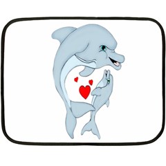 Dolphin Love Mini Fleece Blanket (two Sided) by retrotoomoderndesigns