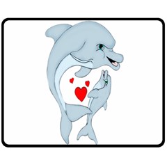 Dolphin Love Fleece Blanket (medium) by retrotoomoderndesigns