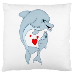 Dolphin Love Large Cushion Case (single Sided)  by retrotoomoderndesigns