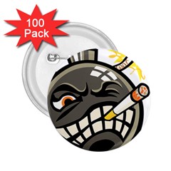 Smoking Cartoon Evil Bomb Cartoon 2.25  Buttons (100 pack) 