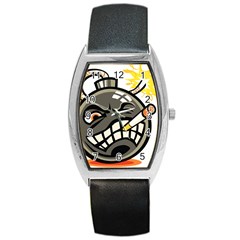 Smoking Cartoon Evil Bomb Cartoon Barrel Style Metal Watch