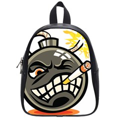 Smoking Cartoon Evil Bomb Cartoon School Bag (Small)