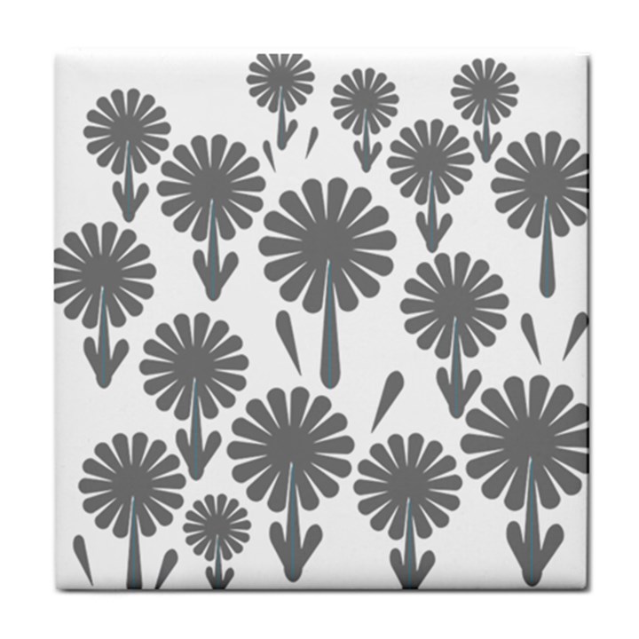 zappwaits flowers black Tile Coasters