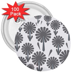 Zappwaits Flowers Black 3  Buttons (100 Pack) 