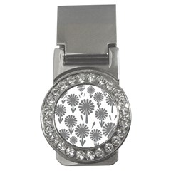 Zappwaits Flowers Black Money Clips (cz)  by zappwaits