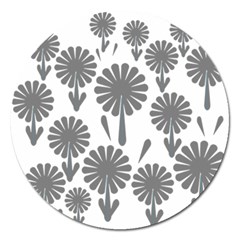 Zappwaits Flowers Black Magnet 5  (round) by zappwaits