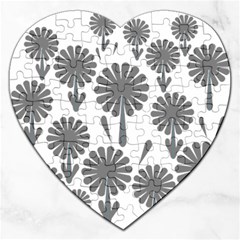 Zappwaits Flowers Black Jigsaw Puzzle (heart) by zappwaits