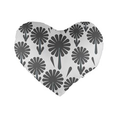 Zappwaits Flowers Black Standard 16  Premium Heart Shape Cushions by zappwaits