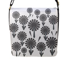 Zappwaits Flowers Black Flap Closure Messenger Bag (l) by zappwaits