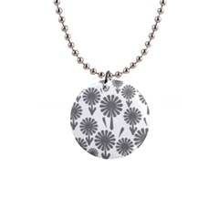 Zappwaits Flowers Black 1  Button Necklace by zappwaits