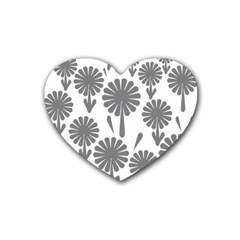 Zappwaits Flowers Black Rubber Coaster (heart)  by zappwaits