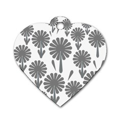 Zappwaits Flowers Black Dog Tag Heart (two Sides) by zappwaits