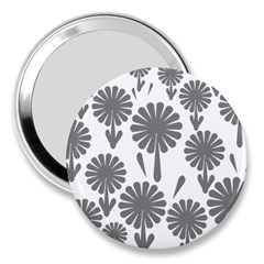 Zappwaits Flowers Black 3  Handbag Mirrors by zappwaits