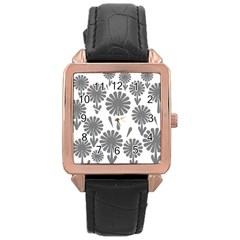 Zappwaits Flowers Black Rose Gold Leather Watch  by zappwaits