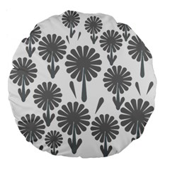 Zappwaits Flowers Black Large 18  Premium Flano Round Cushions by zappwaits