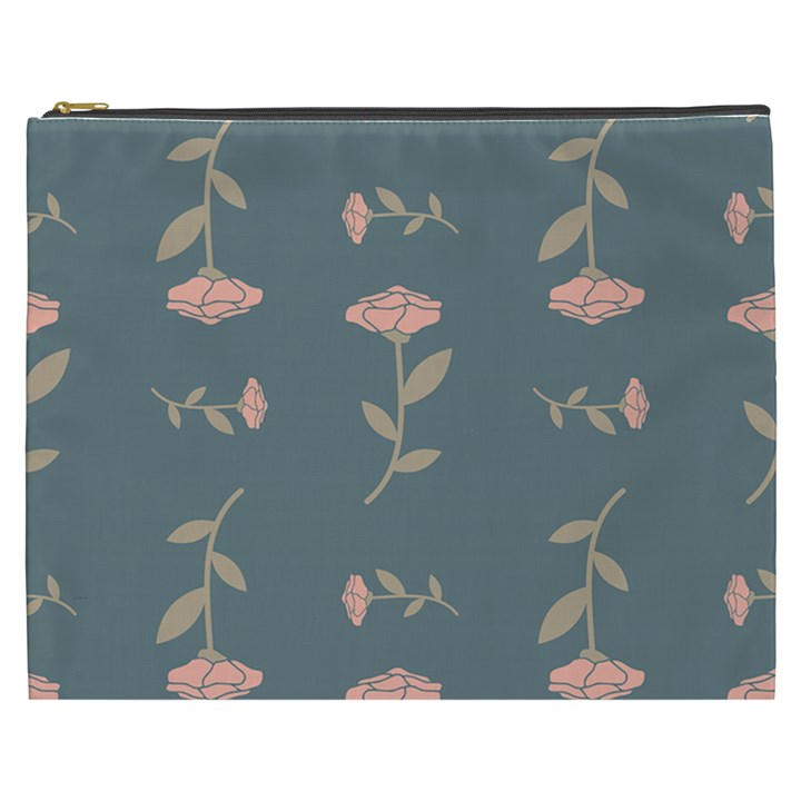 Florets in Grey Cosmetic Bag (XXXL)