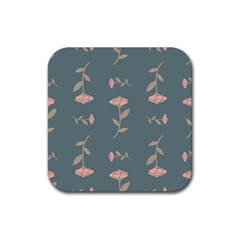 Florets In Grey Rubber Coaster (square)  by WensdaiAmbrose