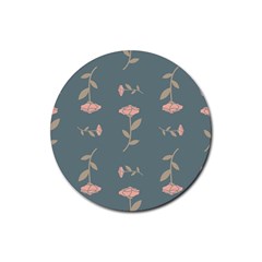 Florets In Grey Rubber Round Coaster (4 Pack)  by WensdaiAmbrose