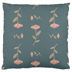 Florets In Grey Large Cushion Case (two Sides) by WensdaiAmbrose