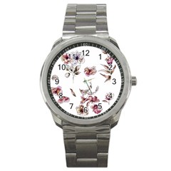 Purple Flowers Bring Cold Showers Sport Metal Watch by WensdaiAmbrose