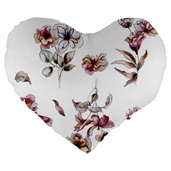 Purple Flowers Bring Cold Showers Large 19  Premium Heart Shape Cushions by WensdaiAmbrose