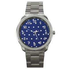 Navy Polka Dot Sport Metal Watch by WensdaiAmbrose