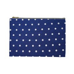 Navy Polka Dot Cosmetic Bag (large) by WensdaiAmbrose